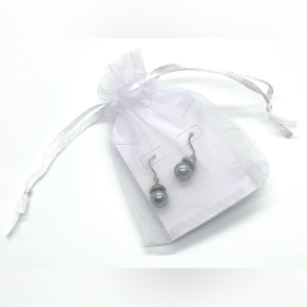 Silver Single Gray Pearl Drop Dangle Earrings Feminine Retro Coastal Grandma - Picture 6 of 6